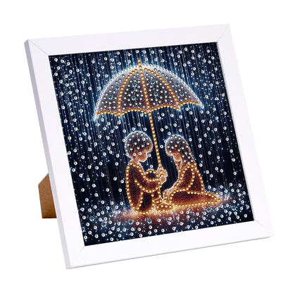 Rainy Night Boy And Girl - Special Shaped Drill Diamond Painting 18*18CM