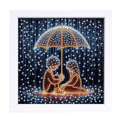 Rainy Night Boy And Girl - Special Shaped Drill Diamond Painting 18*18CM