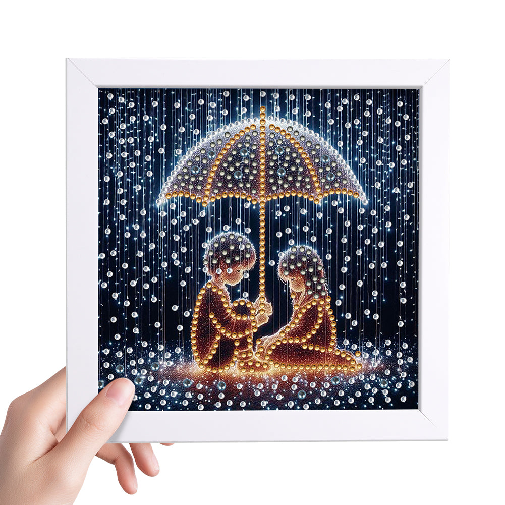 Rainy Night Boy And Girl - Special Shaped Drill Diamond Painting 18*18CM