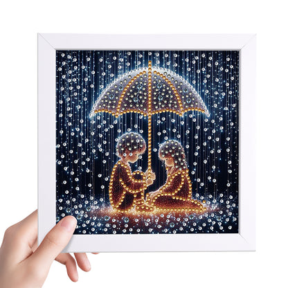 Rainy Night Boy And Girl - Special Shaped Drill Diamond Painting 18*18CM