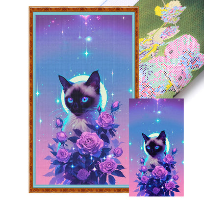 Rose Kitten - 11CT Stamped Cross Stitch 40*70CM