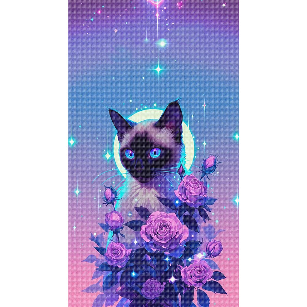 Rose Kitten - 11CT Stamped Cross Stitch 40*70CM