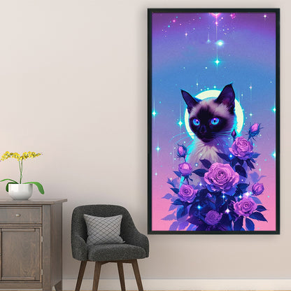Rose Kitten - 11CT Stamped Cross Stitch 40*70CM
