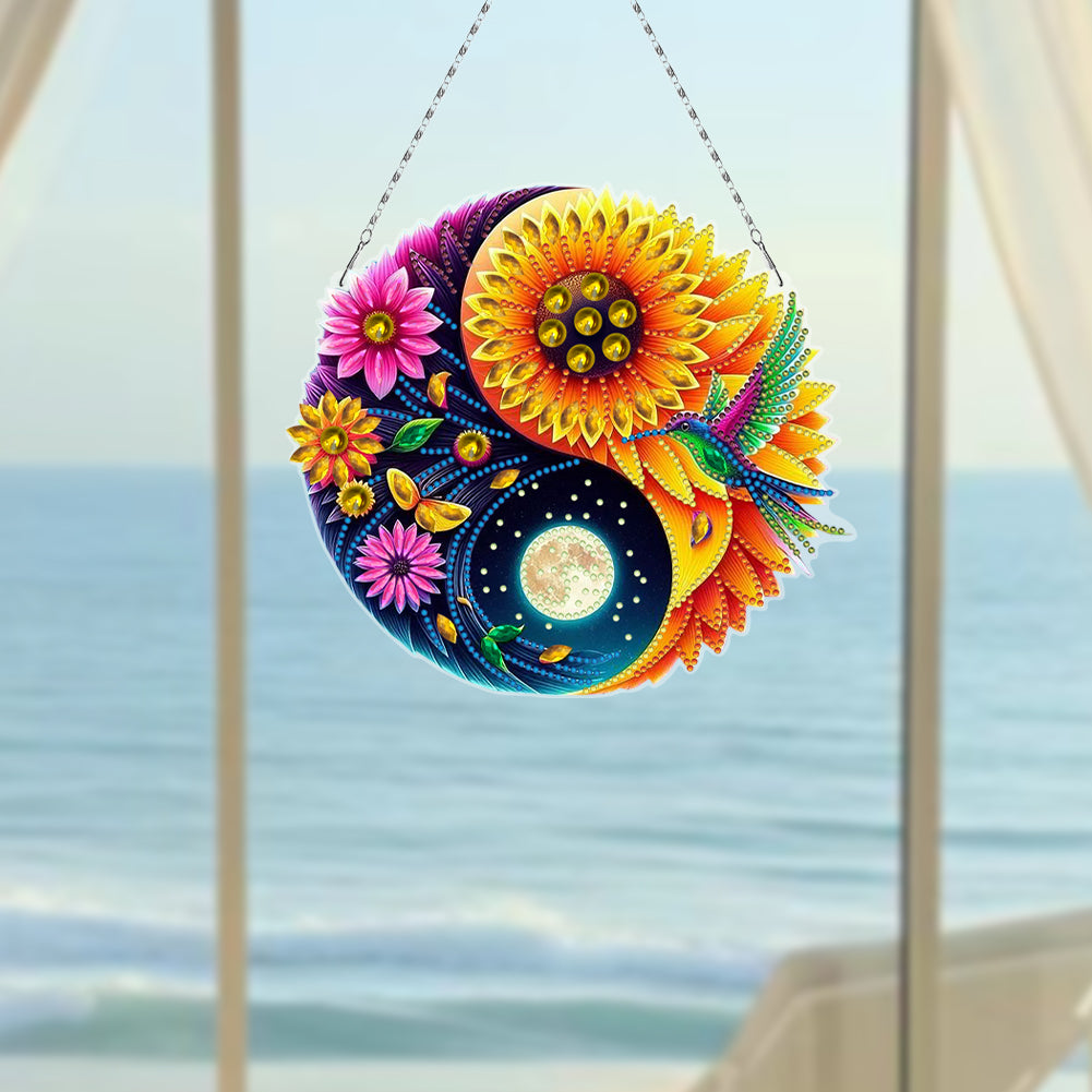 Acrylic Diamond Painting Hanging Pendant Rhinestone Diamond Art Window Pendants