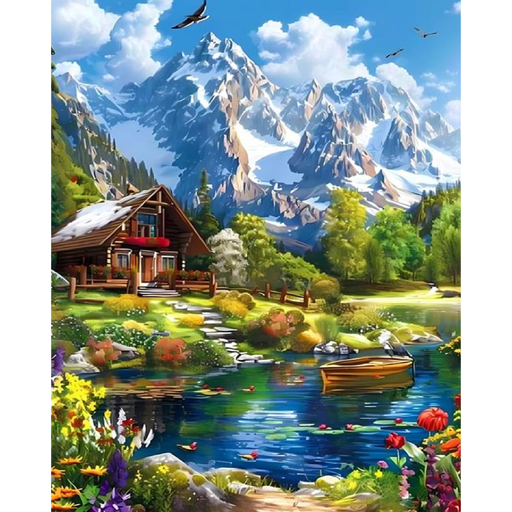 Landscape House - Full Round Drill Diamond Painting 40*50CM