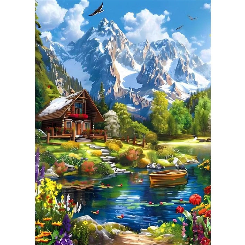 Landscape House - Full Round Drill Diamond Painting 40*50CM