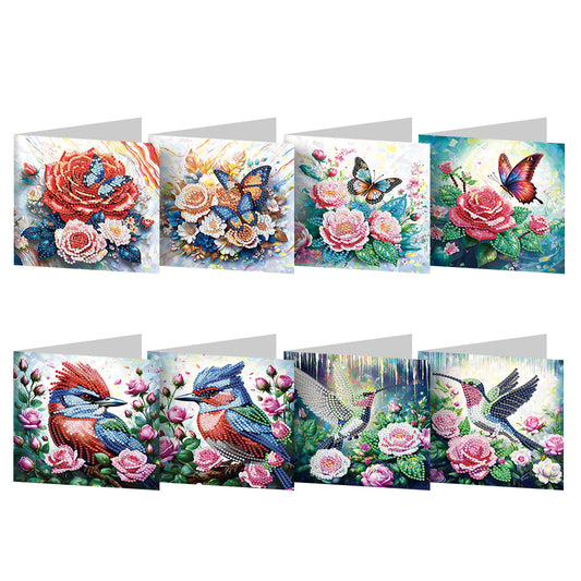 8/12pcs Diamond Painting Greeting Cards Handmade Diamond Art Cards for Adults