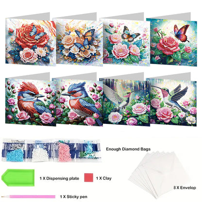 8/12pcs Diamond Painting Greeting Cards Handmade Diamond Art Cards for Adults