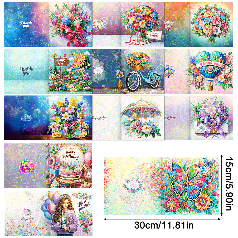 8/12pcs Diamond Painting Greeting Cards Handmade Diamond Art Cards for Adults