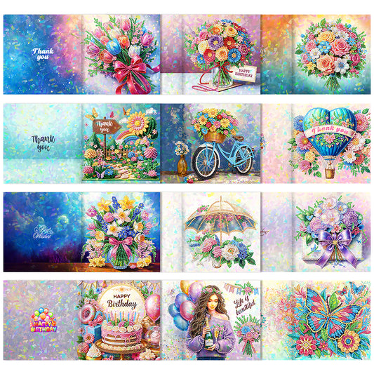 8/12pcs Diamond Painting Greeting Cards Handmade Diamond Art Cards for Adults