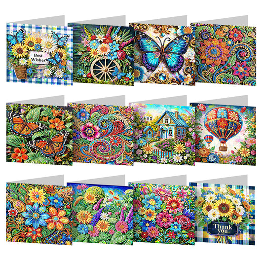 8/12pcs Diamond Painting Greeting Cards Handmade Diamond Art Cards for Adults