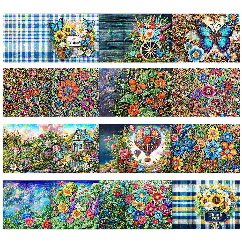 8/12pcs Diamond Painting Greeting Cards Handmade Diamond Art Cards for Adults