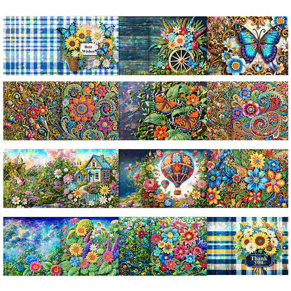 8/12pcs Diamond Painting Greeting Cards Handmade Diamond Art Cards for Adults