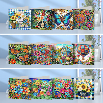8/12pcs Diamond Painting Greeting Cards Handmade Diamond Art Cards for Adults