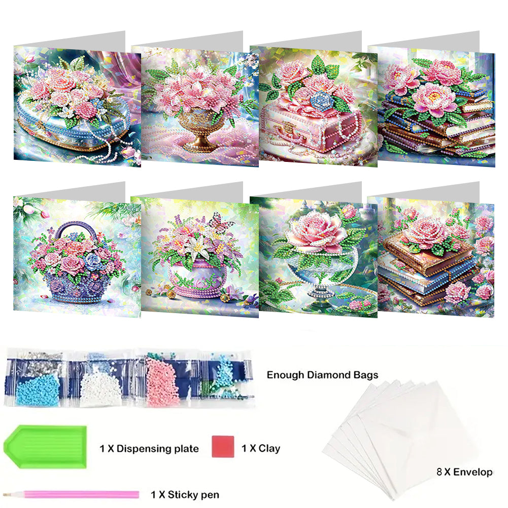 8/12pcs Diamond Painting Greeting Cards Handmade Diamond Art Cards for Adults