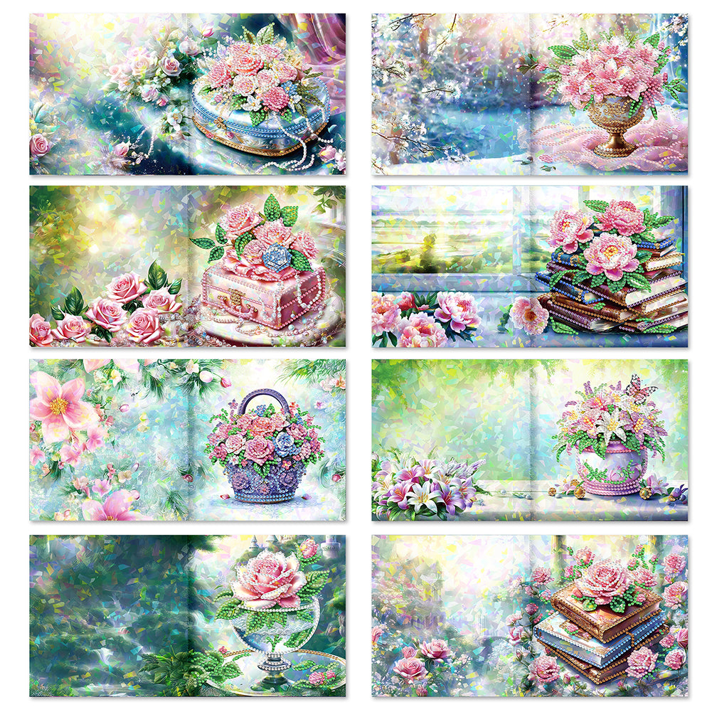 8/12pcs Diamond Painting Greeting Cards Handmade Diamond Art Cards for Adults