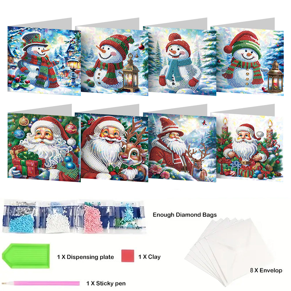 8/12pcs Diamond Painting Greeting Cards Handmade Diamond Art Cards for Adults