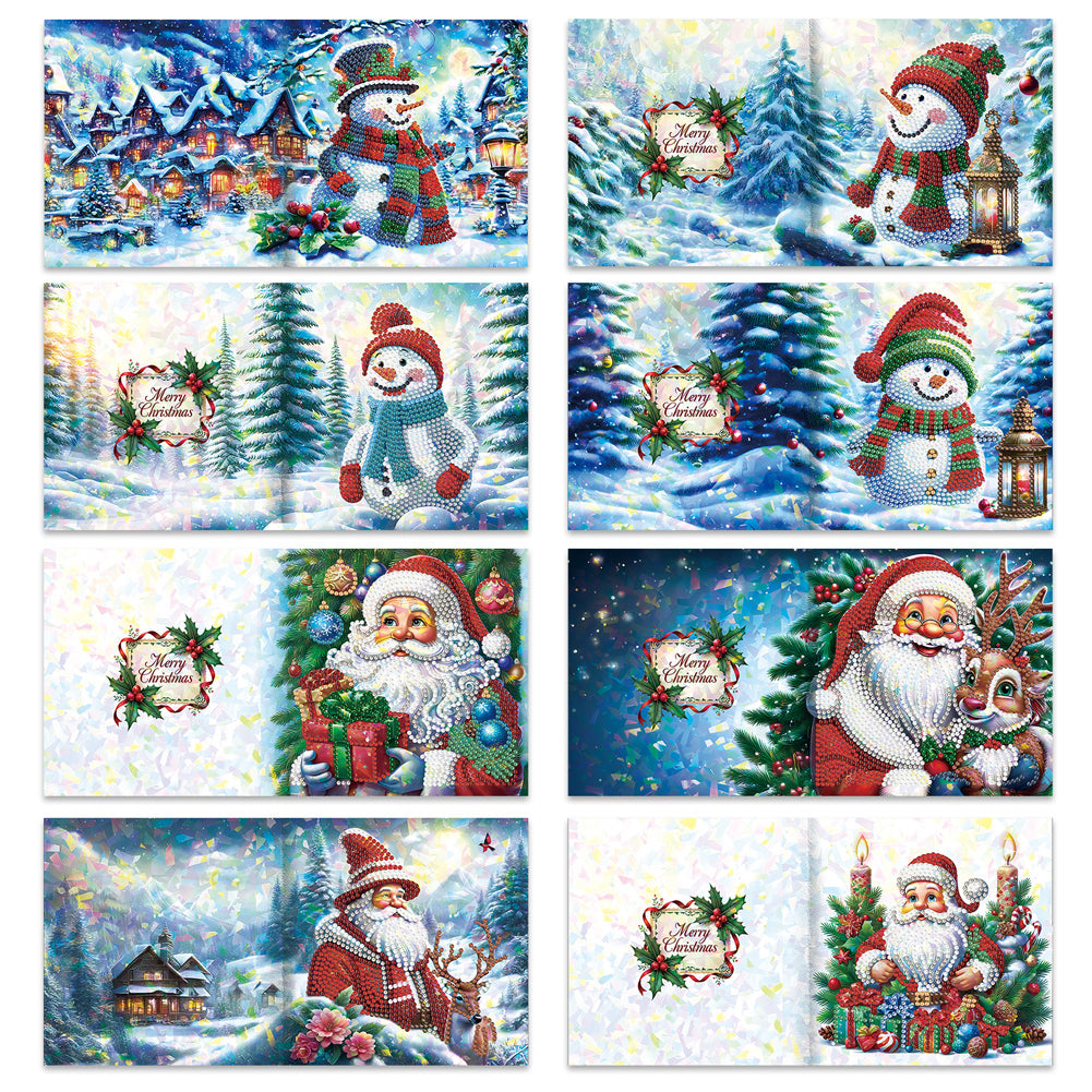 8/12pcs Diamond Painting Greeting Cards Handmade Diamond Art Cards for Adults