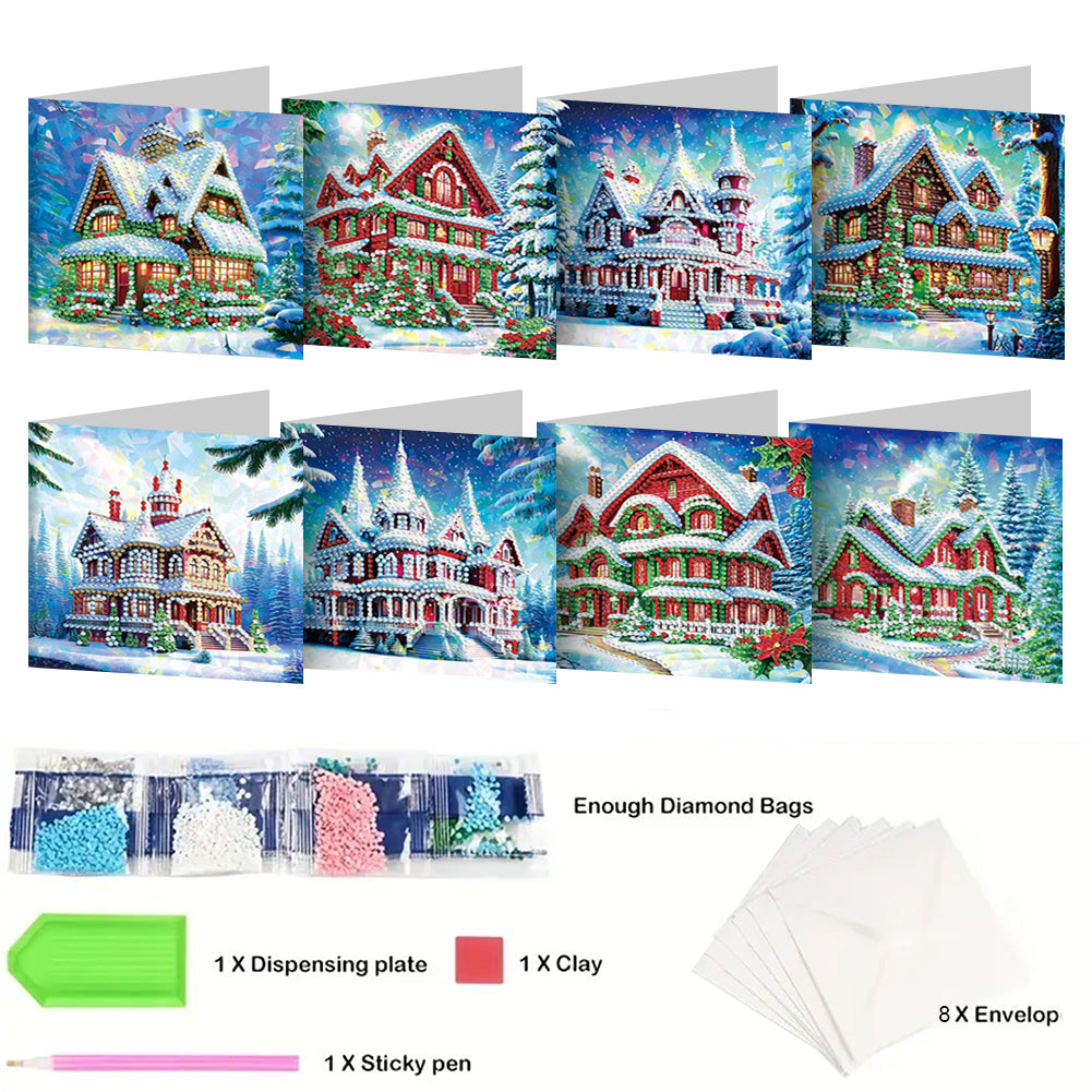 8/12pcs Diamond Painting Greeting Cards Handmade Diamond Art Cards for Adults