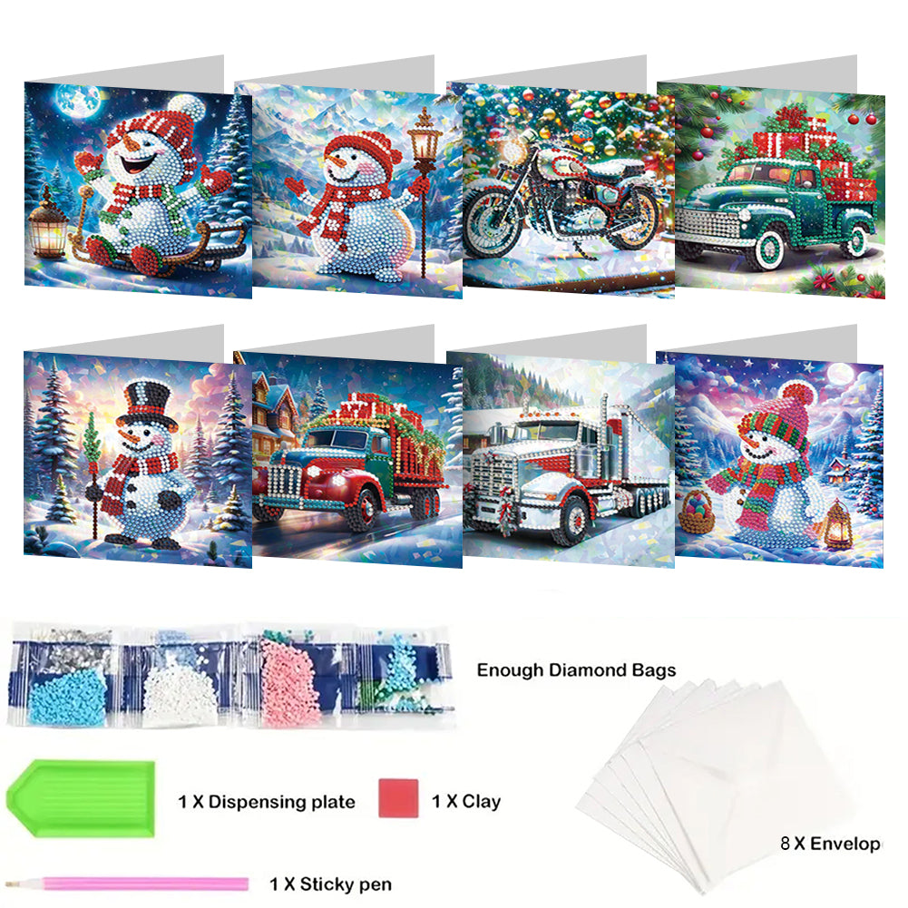 8/12pcs Diamond Painting Greeting Cards Handmade Diamond Art Cards for Adults