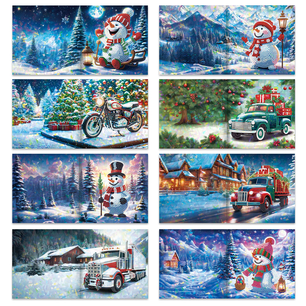 8/12pcs Diamond Painting Greeting Cards Handmade Diamond Art Cards for Adults