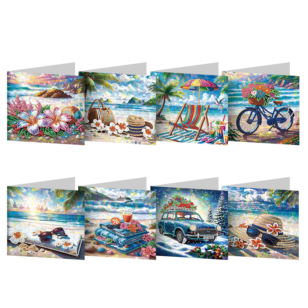 8/12pcs Diamond Painting Greeting Cards Handmade Diamond Art Cards for Adults