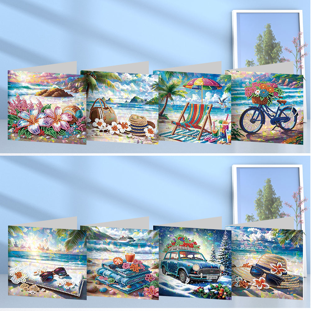 8/12pcs Diamond Painting Greeting Cards Handmade Diamond Art Cards for Adults
