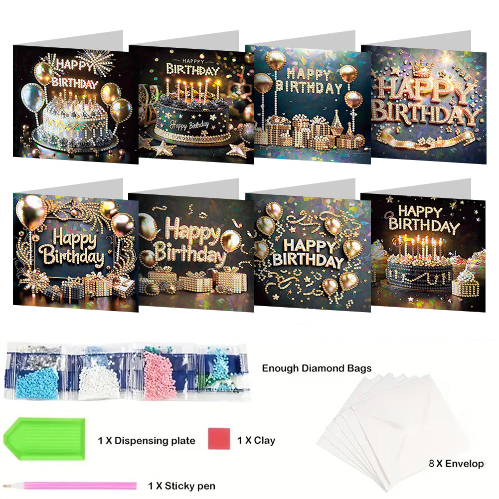8/12pcs Diamond Painting Greeting Cards Handmade Diamond Art Cards for Adults