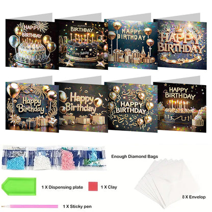 8/12pcs Diamond Painting Greeting Cards Handmade Diamond Art Cards for Adults