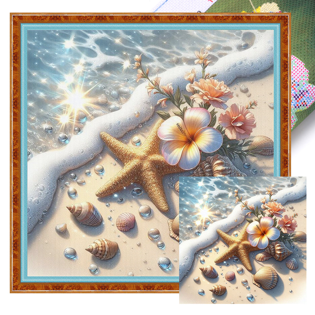 Beach Scenery - 11CT Stamped Cross Stitch 45*45CM