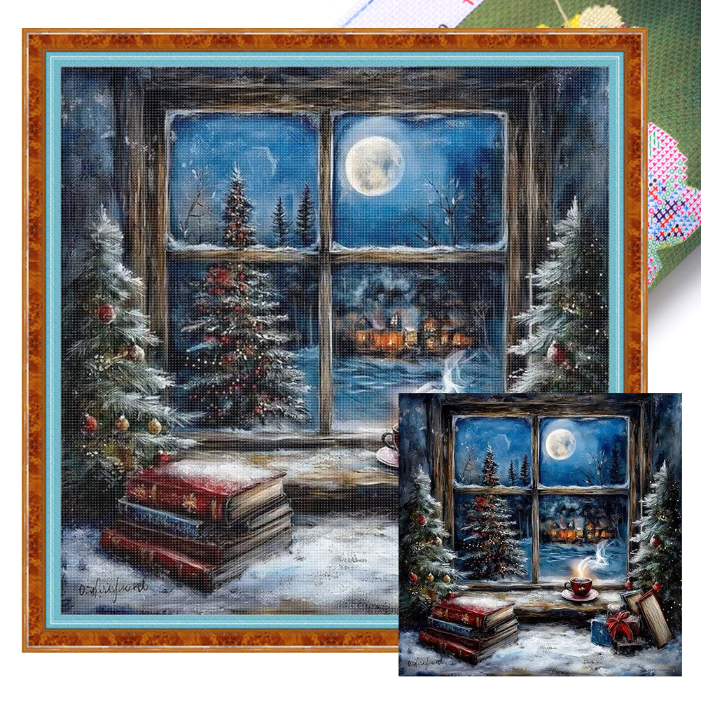Scenery Outside The Window - 11CT Stamped Cross Stitch 45*45CM