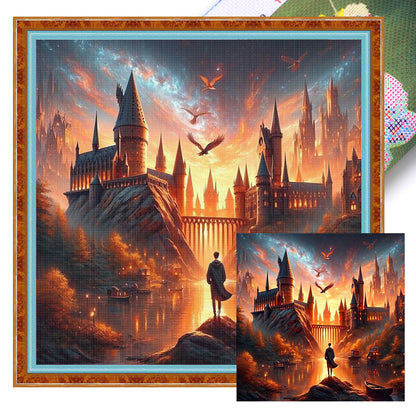 Castle In The Sunset - 11CT Stamped Cross Stitch 45*45CM