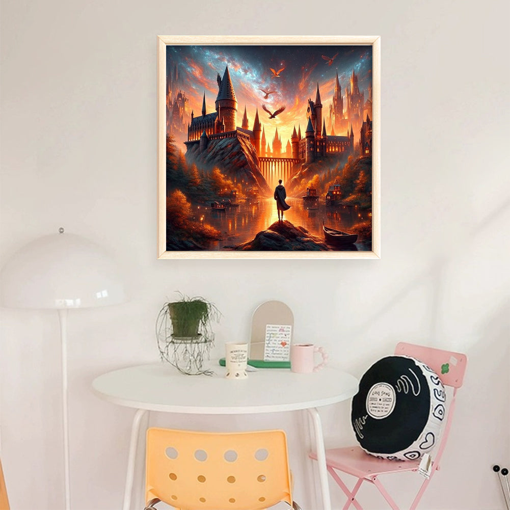Castle In The Sunset - 11CT Stamped Cross Stitch 45*45CM