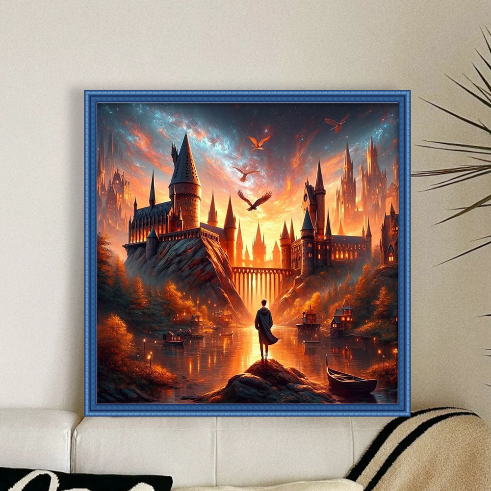 Castle In The Sunset - 11CT Stamped Cross Stitch 45*45CM
