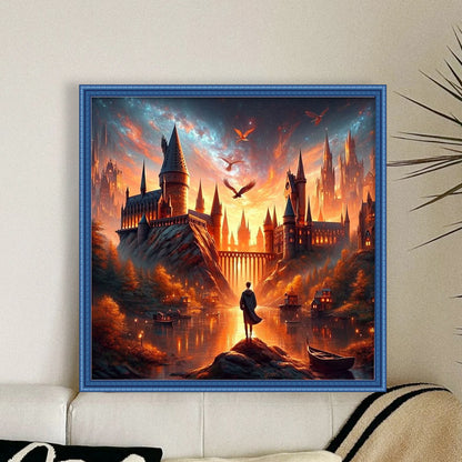 Castle In The Sunset - 11CT Stamped Cross Stitch 45*45CM