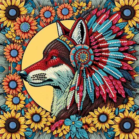 Indian Wolf - Special Shaped Drill Diamond Painting 30*30CM
