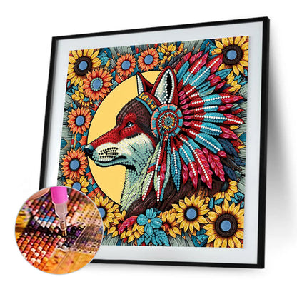 Indian Wolf - Special Shaped Drill Diamond Painting 30*30CM