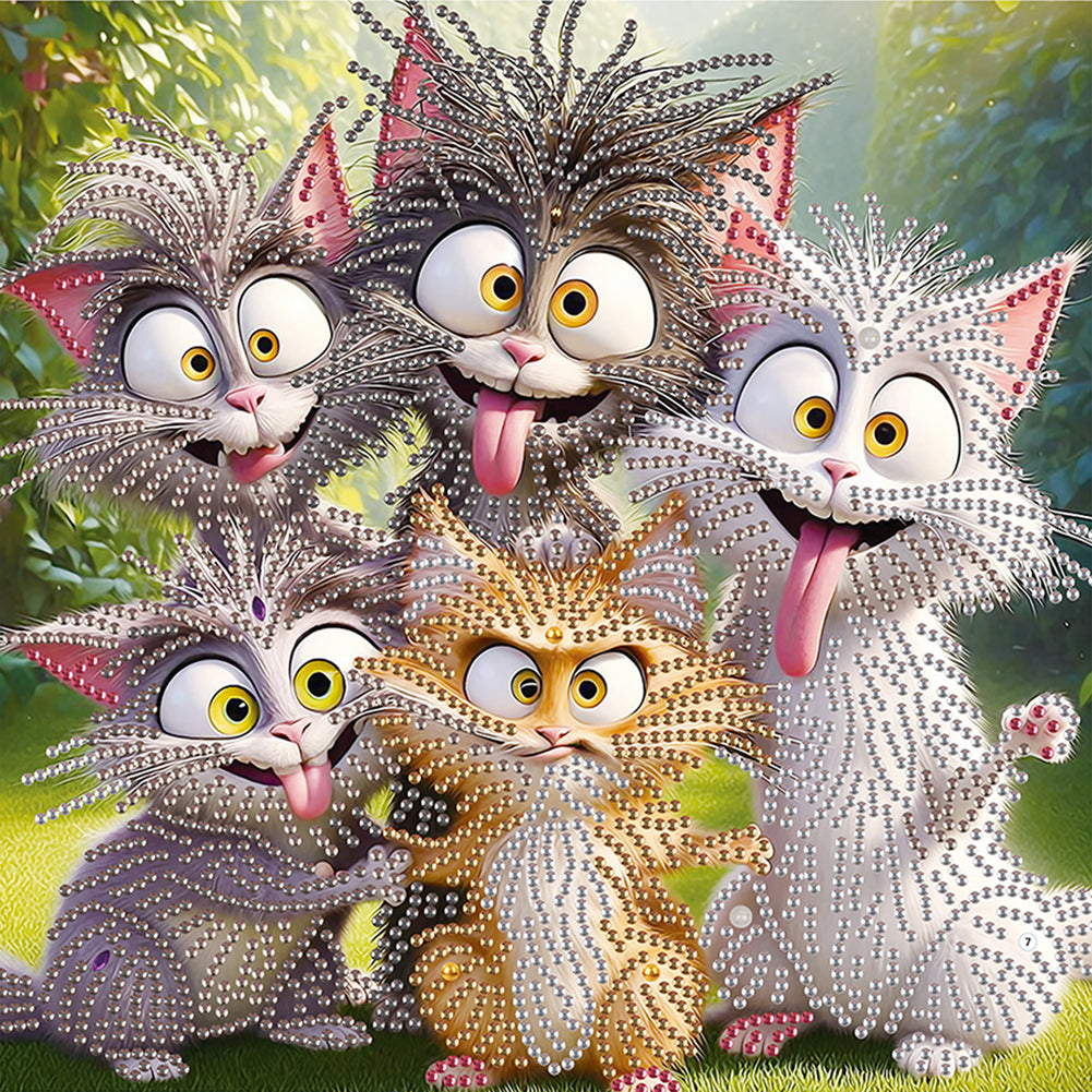 Funny Cat - Special Shaped Drill Diamond Painting 30*30CM