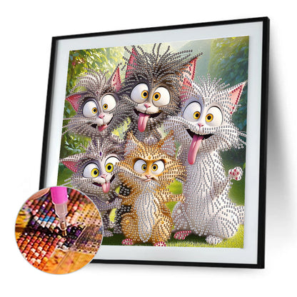 Funny Cat - Special Shaped Drill Diamond Painting 30*30CM