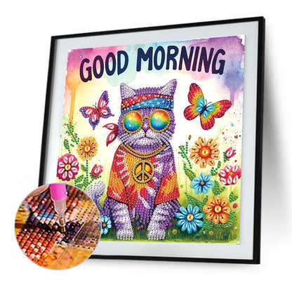 Funny Cat - Special Shaped Drill Diamond Painting 30*30CM