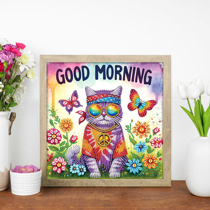 Funny Cat - Special Shaped Drill Diamond Painting 30*30CM