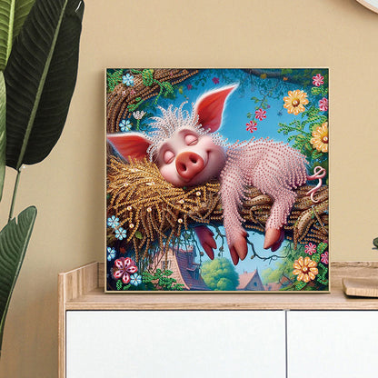 Funny Pink Pig - Special Shaped Drill Diamond Painting 30*30CM