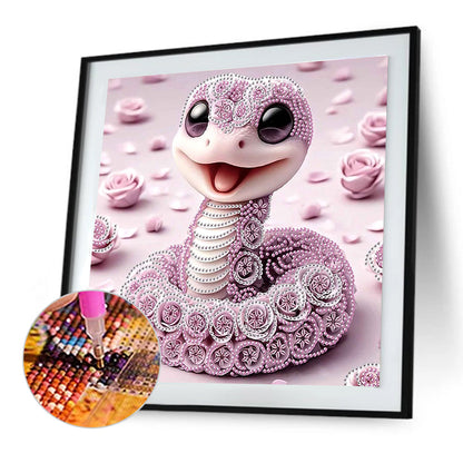 Funny Pink Snake - Special Shaped Drill Diamond Painting 30*30CM