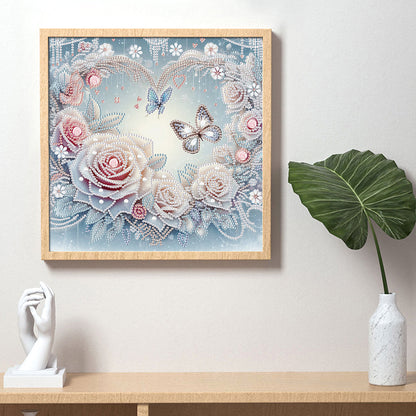 Flowers And Butterflies - Special Shaped Drill Diamond Painting 30*30CM