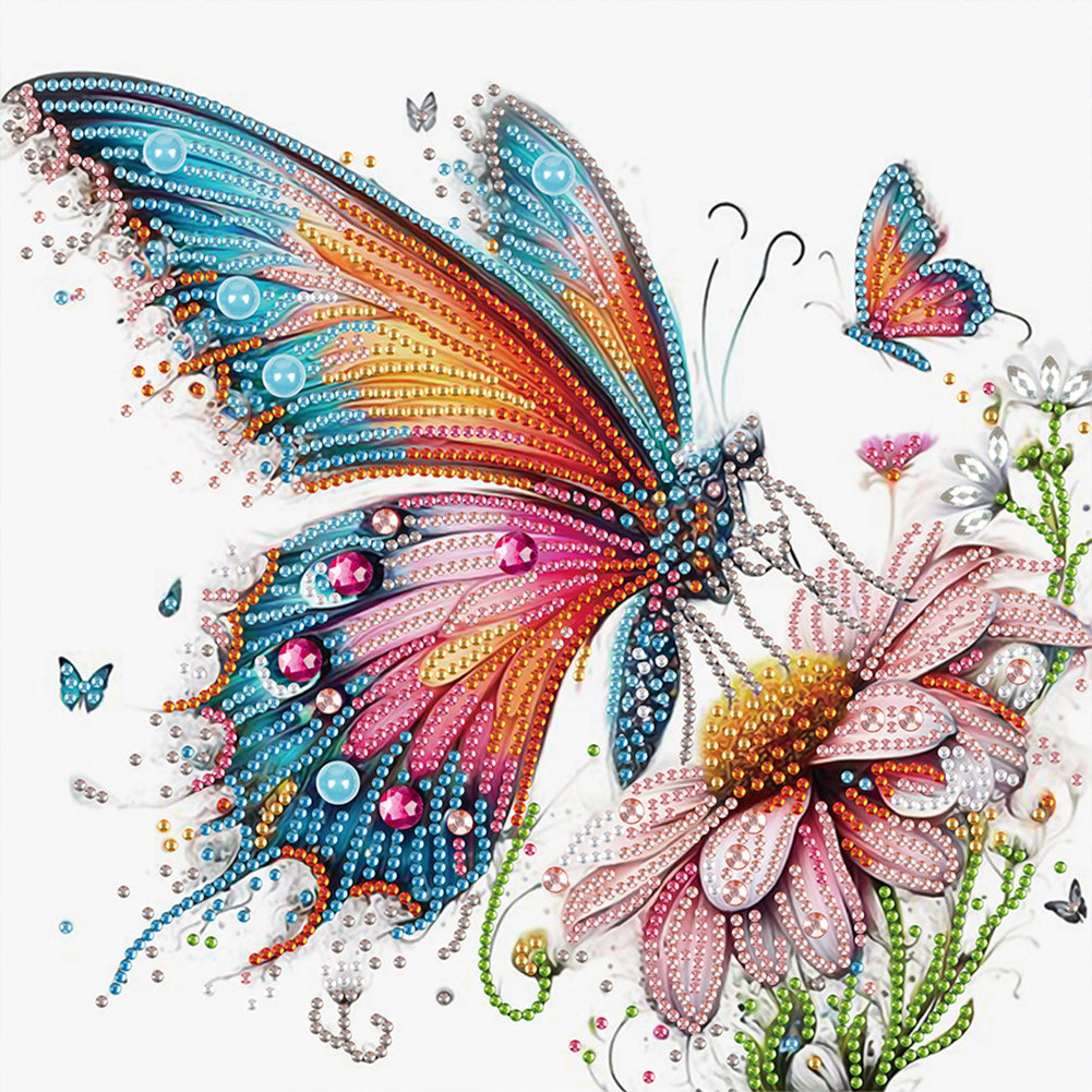 Flowers And Butterflies - Special Shaped Drill Diamond Painting 30*30CM