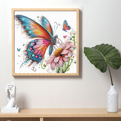 Flowers And Butterflies - Special Shaped Drill Diamond Painting 30*30CM
