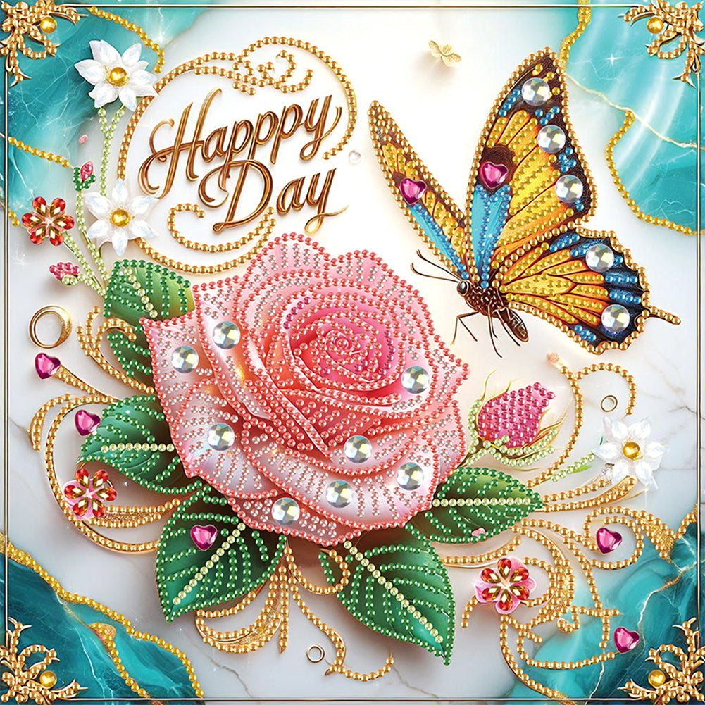 Flowers And Butterflies - Special Shaped Drill Diamond Painting 30*30CM