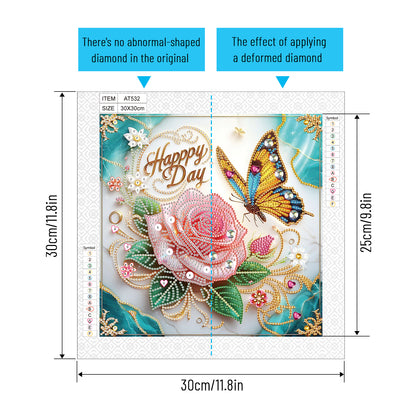 Flowers And Butterflies - Special Shaped Drill Diamond Painting 30*30CM