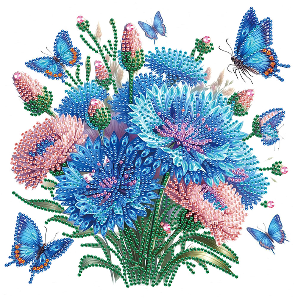 Flowers And Butterflies - Special Shaped Drill Diamond Painting 30*30CM