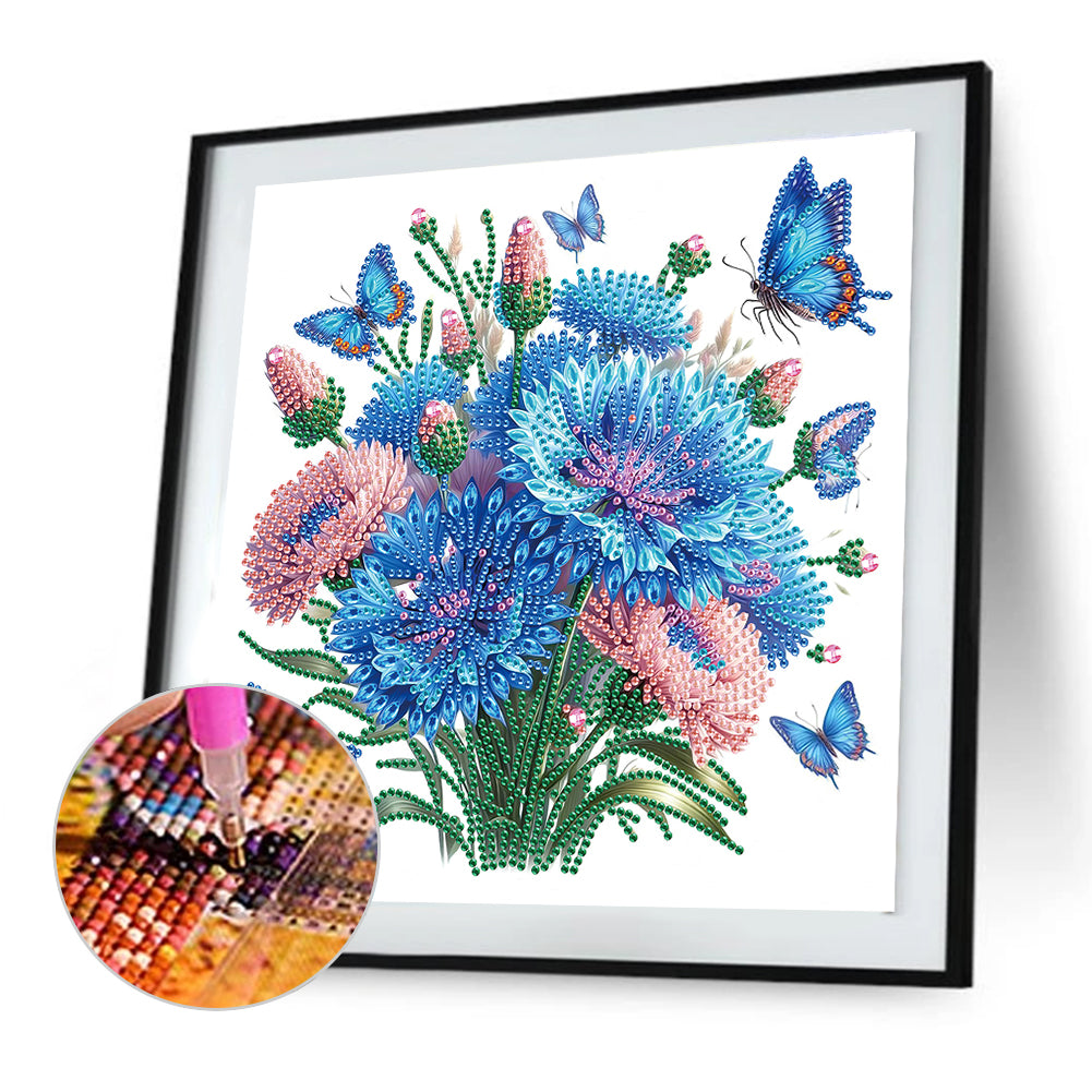 Flowers And Butterflies - Special Shaped Drill Diamond Painting 30*30CM